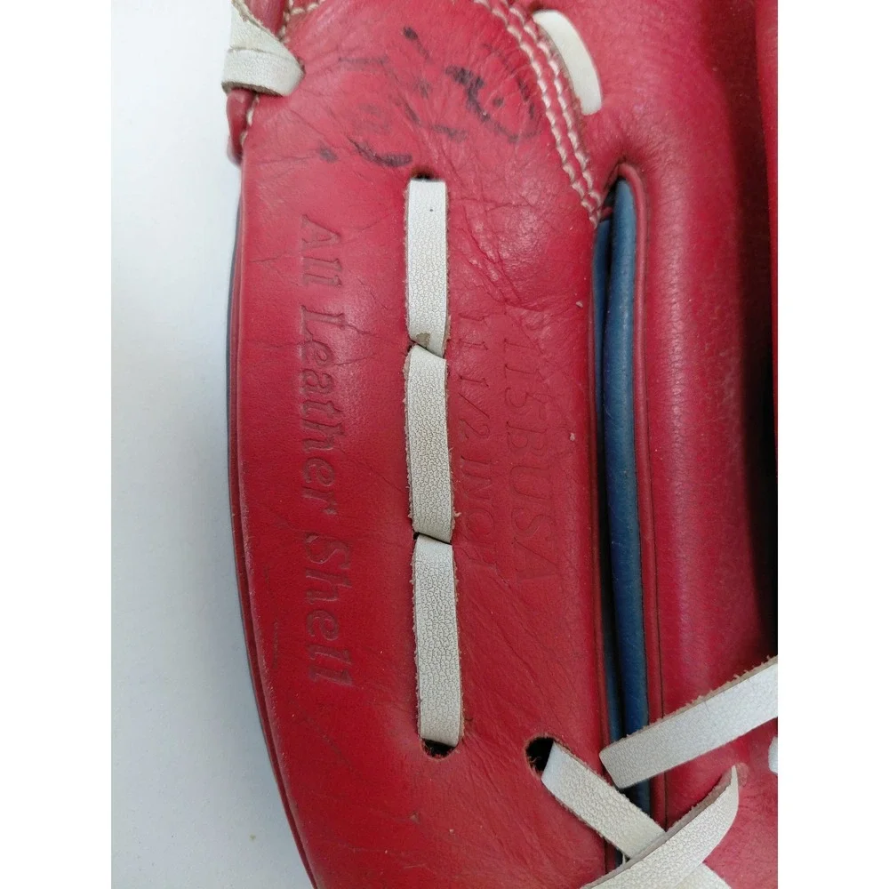 Rawlings 11.5 Inch Baseball Glove Red Blue All Leather Shell P115BUSA Basket RHT